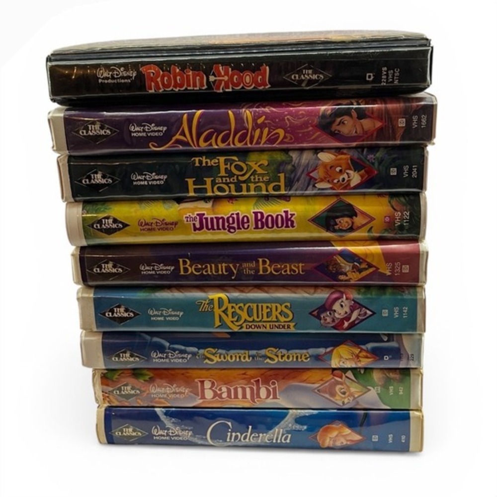 Disney VHS‎ The Classics Lot of 9 Black Diamond Cinderella Aladdin Bambi Good